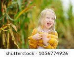 Adorable Girl Playing In A Corn ...