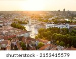 Small photo of Aerial view of Vilnius Old Town, one of the largest surviving medieval old towns in Northern Europe. Summer landscape of UNESCO-inscribed Old Town of Vilnius, Lithuania