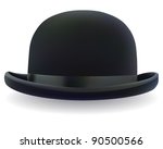 A Black Bowler Hat On A White...
