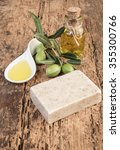 Olive Oil Soap Bars On Wood