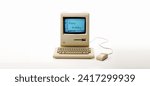 Small photo of Aachen, Germany - March 15, 2014 - Studioshot of an original Macintosh 128k called Apple Macintosh on white background. This was the first produced Mac, released on january 1984