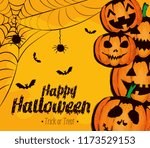 happy halloween card with... | Shutterstock .eps vector #1173529153