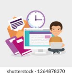 boy with computer document... | Shutterstock .eps vector #1264878370
