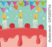 sweet cake birthday with candles | Shutterstock .eps vector #1293203716