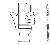 hand with smartphone device icon | Shutterstock .eps vector #1416066479
