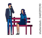 business couple calling with... | Shutterstock .eps vector #1469299190