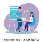 scene of coworking with couple... | Shutterstock .eps vector #1682668093