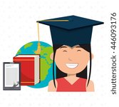 graduate student with book ... | Shutterstock .eps vector #446093176