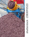 Small photo of Expulsion of the pomace at winemaking factory. Economical source for cosmetic, pharmaceutical and food industries as antioxidant
