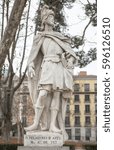 Small photo of Madrid, Spain - february 26, 2017: Sculpture of Pelagius of Asturias, Madrid. He founded the Kingdom of Asturias