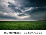 Small photo of Dark ominous clouds in front of the hurricane. Awesome photo of the texture of storm clouds. Adverse weather conditions. Climate change. Wallpaper force of nature. Discover the beauty of earth.