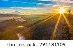 Beautiful Panorama of Mt. Hood taken during sunrise from Jonsrud view point in Sandy, Oregon, USA