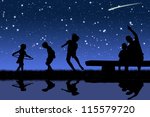 silhouettes of children playing ... | Shutterstock . vector #115579720