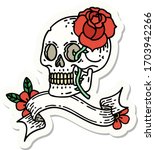 tattoo style sticker with... | Shutterstock .eps vector #1703942266