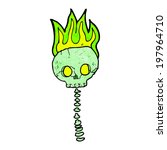 cartoon spooky skull and spine | Shutterstock .eps vector #197964710