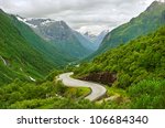 Road between mountains in the Norway.