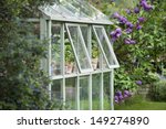 Greenhouse In Back Garden With...