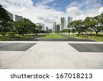 Manila American Cemetery and Memorial with cityscape; Manila; Philippines