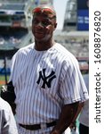 Small photo of BRONX, NY - JUN 26: Former New York Yankees outfielder Darryl Strawberry during The New York Yankees 65th Old Timers Day game on June 26, 2011 at Yankee Stadium.