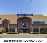 Small photo of Las Vegas, MAR 5 2021 - Exterior view of The Goodwill store
