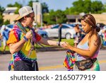Small photo of Oklahoma, JUN 5 2022 - Sunny view of the OKC Pride parade