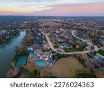 Aerial view of the beautiful sunrise landscape over Edmond area at Oklahoma