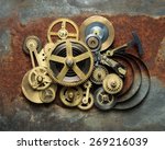Metal Collage Of Clockwork On...