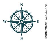 vintage nautical compass rose.... | Shutterstock .eps vector #634668770
