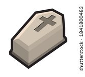 cartoon coffin icon with a cross | Shutterstock .eps vector #1841800483