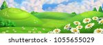 spring background. green meadow ... | Shutterstock .eps vector #1055655029