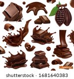 chocolate set. splashes  pieces ... | Shutterstock .eps vector #1681640383