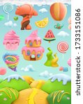 sweet candy land. 3d vector... | Shutterstock .eps vector #1733151086