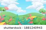 cartoon spring landscape. art... | Shutterstock .eps vector #1881240943