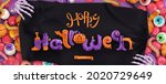 happy halloween. 3d vector... | Shutterstock .eps vector #2020729649