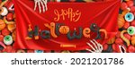 happy halloween. 3d vector... | Shutterstock .eps vector #2021201786