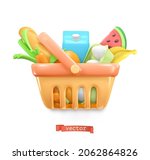 food basket. 3d render... | Shutterstock .eps vector #2062864826