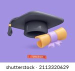 graduation cap and diploma icon.... | Shutterstock .eps vector #2113320629
