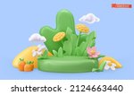 spring decoration. 3d render... | Shutterstock .eps vector #2124663440