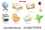 furniture 3d vector icon set.... | Shutterstock .eps vector #2158279399