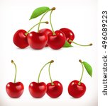 Cherry. Sweet Fruit. 3d Vector...
