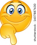 happy emoji emoticon pointing... | Shutterstock .eps vector #1607887630