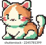 Pixel Art Of A Cute Kitten 