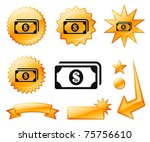 money icon on orange burst... | Shutterstock .eps vector #75756610