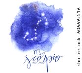 astrology sign scorpio on blue... | Shutterstock .eps vector #606695516