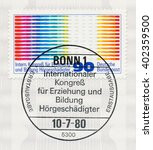 Small photo of ST. PETERSBURG, RUSSIA - APR 7, 2016: A postmark printed in Germany, shows Oscillogram Pulses and Ear. 16th Inter. Congress for the Training and Education of the Hard of Hearing, Hamburg, circa 1980