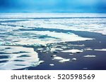 ice at North pole and near (from 88 to 90 degrees) in 2016. Rare now perennial ice broken by nuclear icebreaker. Broken ice behind (channel), expedition to North pole