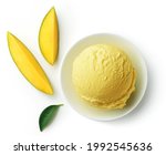Bowl Of Yellow Mango Ice Cream...