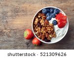 Bowl of homemade granola with...