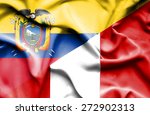Waving flag of Peru and Ecuador