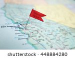 Silicon Valley flag pin in a map of the San Jose and San Francisco area                               